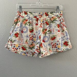 Fruit Print Shorts Small 100% Cotton European Vacation Novelty Wearable Art